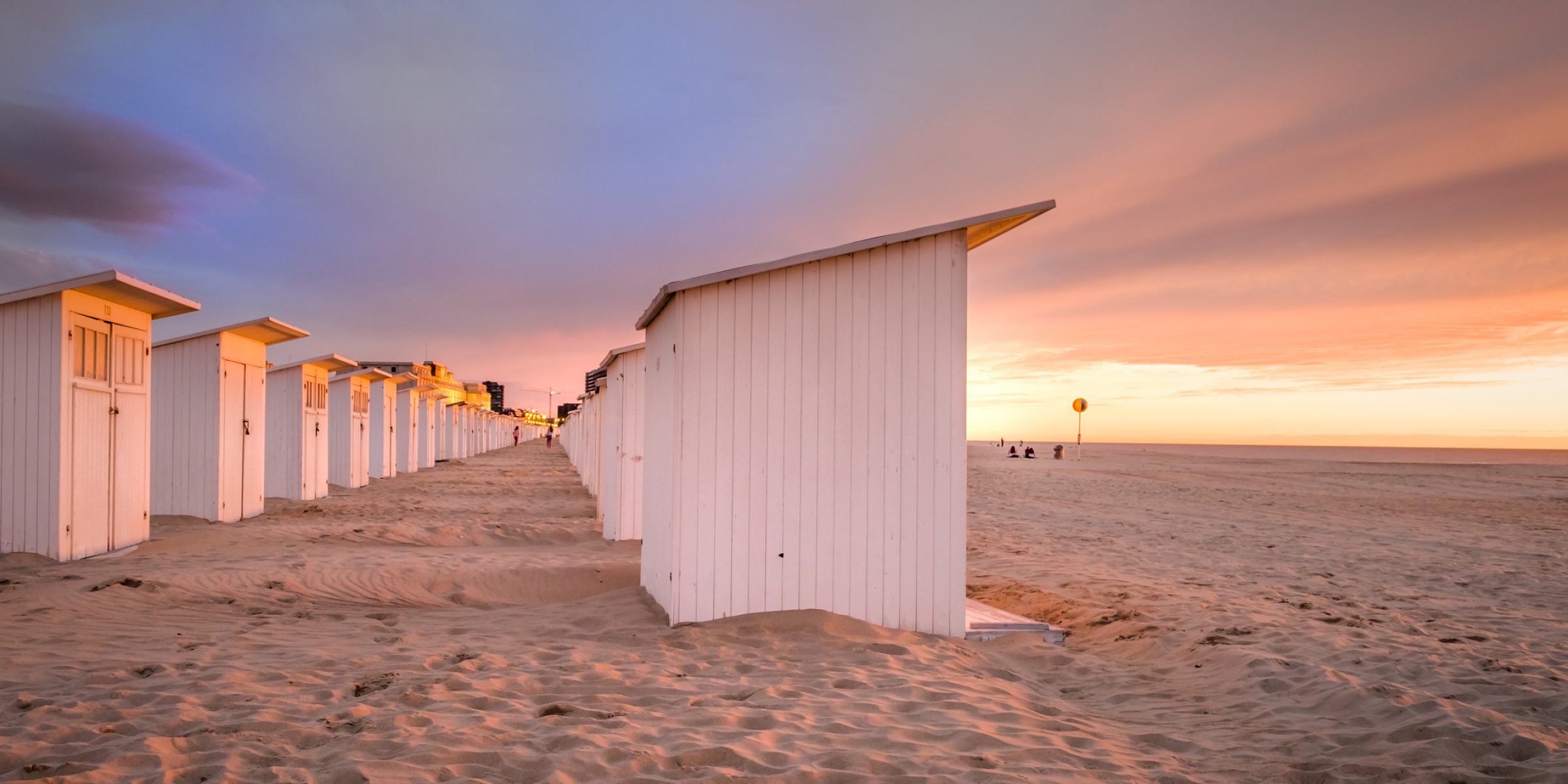 Sunset on the beach of Oostende, Monday 31 July 2017, Oostende, Belgium.